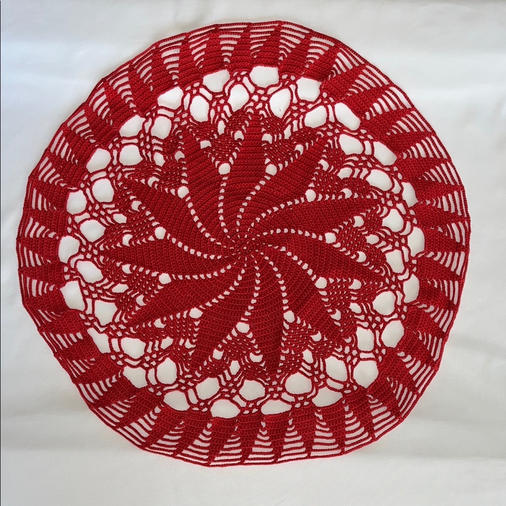 Elegant Red Crochet Doily